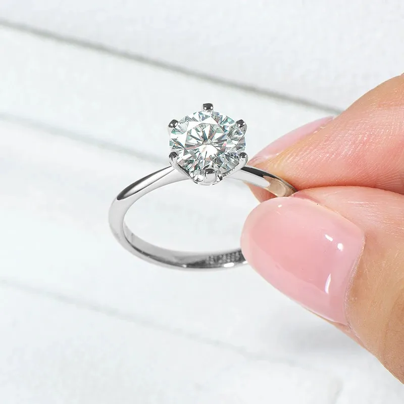13ct vvs1 кольца для женщин обручальный обручальный обещание Solitaire Band GRA Сертифицированная S925 Серебряное кольцо ювелирных изделий 240417