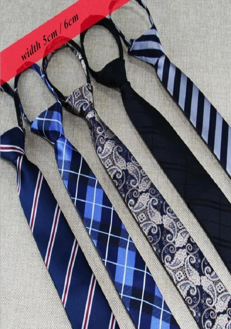 Zip Ties for Men Lazy Necktie Floral étroite rayé prêt à nœud zipper cravate cravate Business Leisure 2pcslot8504694