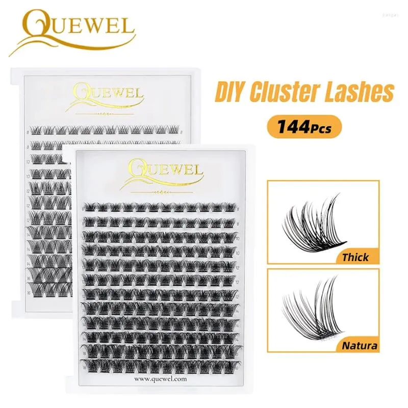 False Eyelashes Quewel Lashes 144Pcs DIY Cluster 8-16mm Mix Premade Volume Fan Eyelash Extensions C/D Lash Makeup Supplies