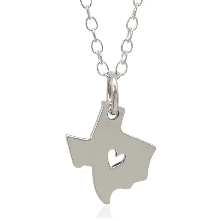 Colliers Couper le collier de carte Texas avec coeur Collier en acier inoxydable Mon coeur aime le collier Texas Carte Géographie Collier Accessoires