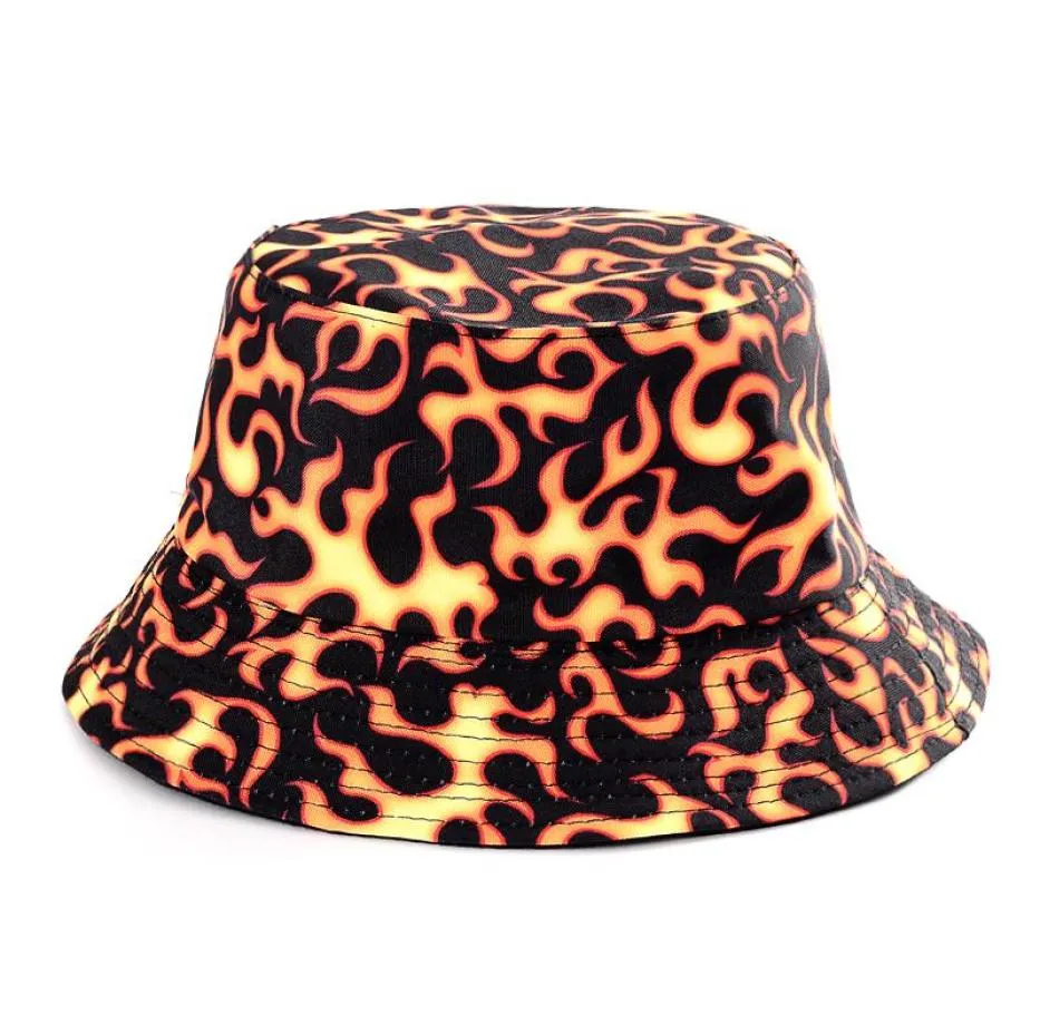 Berets Spring Summer Flame Bucket Hat For Men Women Outdoor Sun Fashion Fishing Hunting Cap Bob Chapeau Fishman1416258