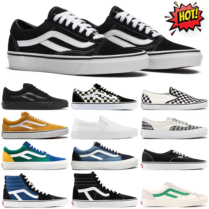 Van Designer Casual Shoes For Mens Womens loafers Män Old Skool Low Triple White Black Checkerboard Slip On Canvas Sneakers