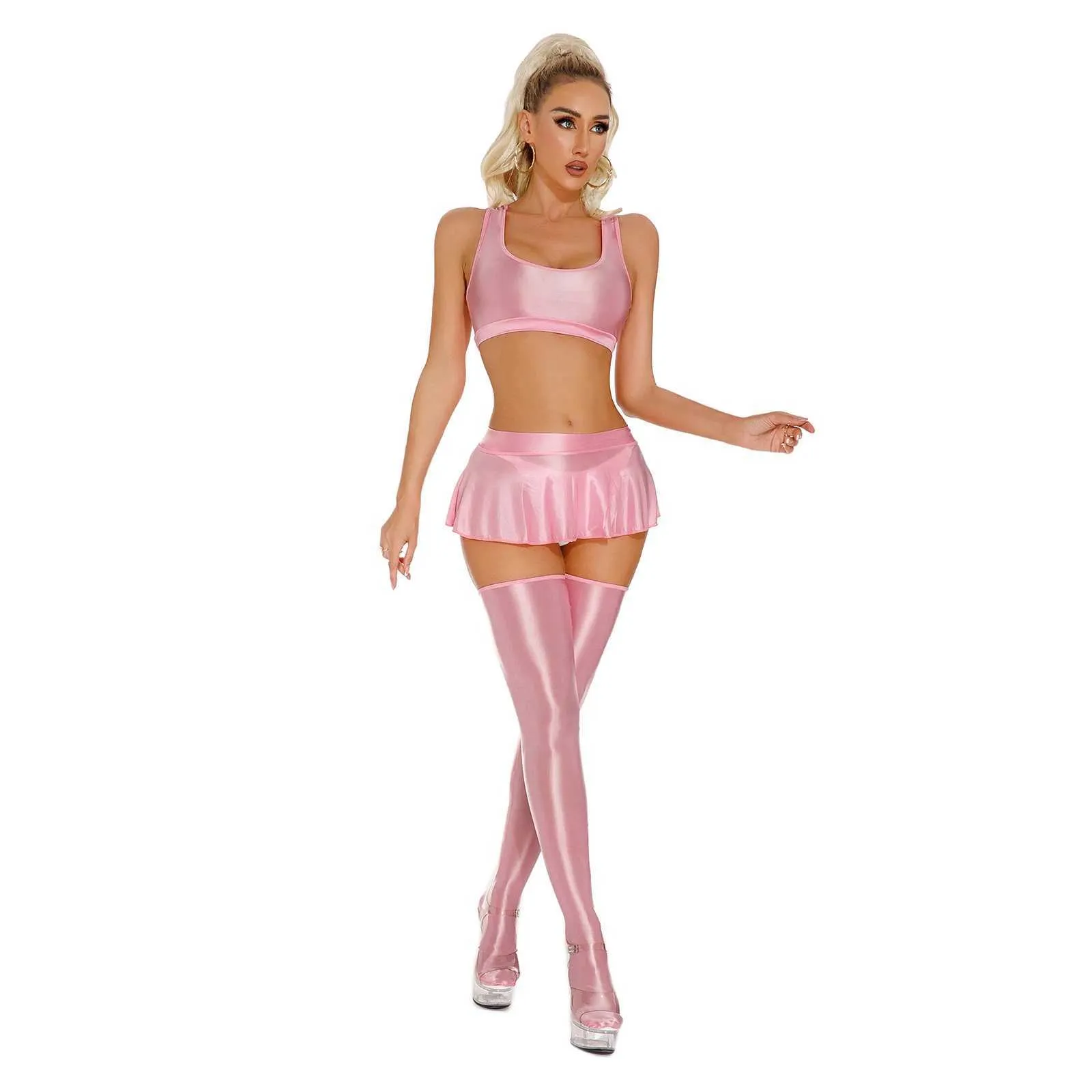 sexy lingerie skirts Pleated Mini Ruffle Lingerie Skirts Pink Plaid / XXL main image 0