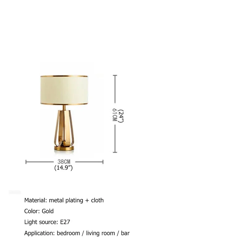 SAMAN Modern Golden Bedside Lamps Kmart Luxury Design For Bedside, Foyer, Living Room, Office