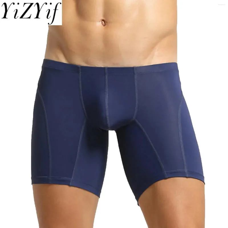 Shorts masculinos roupas de banho de banho de banho machado elástico rígido cintura baixa bolsa bolsa de natação elevador elevador de calcinha de ginástica de ginástica de ginástica Fitness