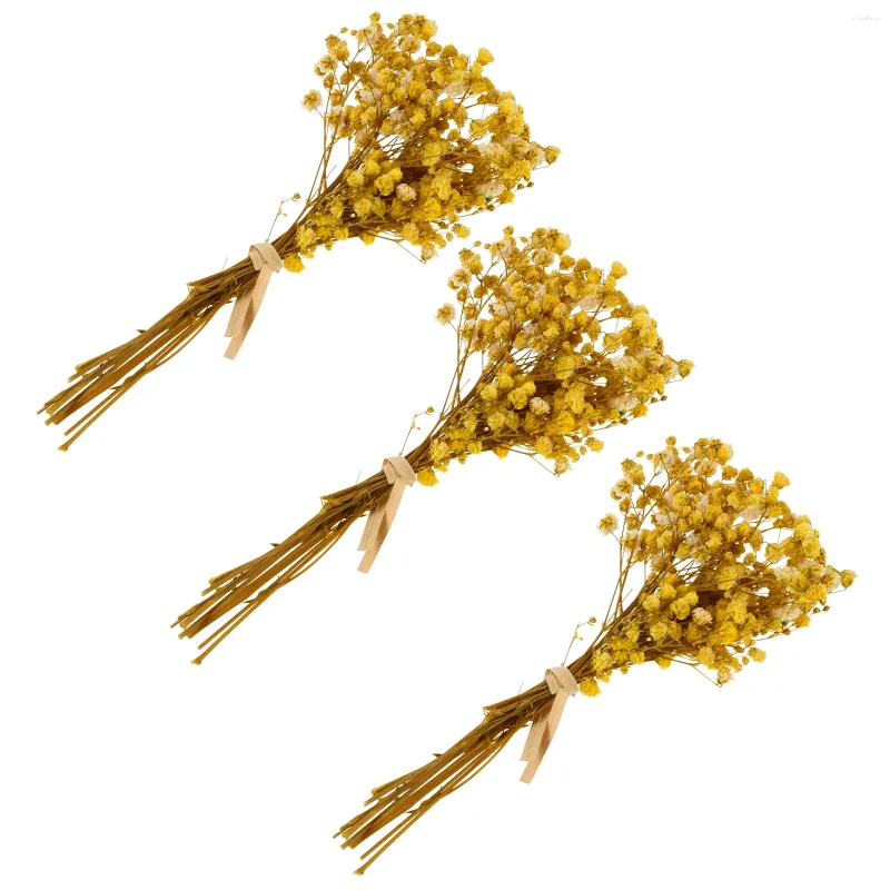 Dekorativa blommor 3 Bunches Artificial Wedding Bouquet Dried Flower Small Preserved Bride