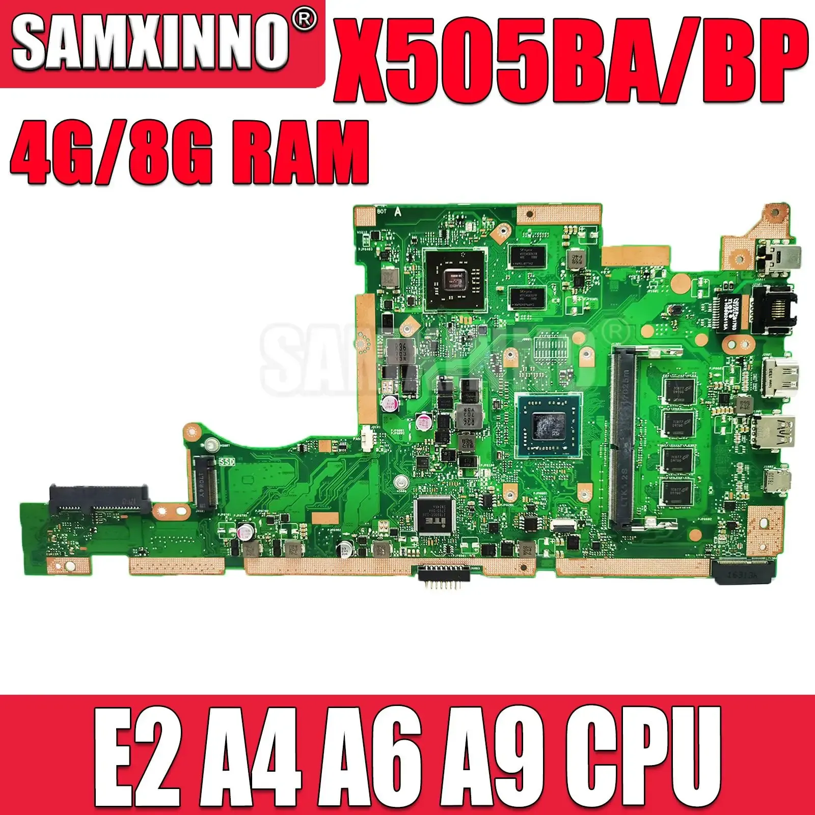 Carte mère X505BP pour ordinateur portable pour ASUS X505BP K505B X505B V505B A580B S505B NOTAGE MAINBORD E2 A4 A6 A9 CPU 4G 8G RAM UMA / PM