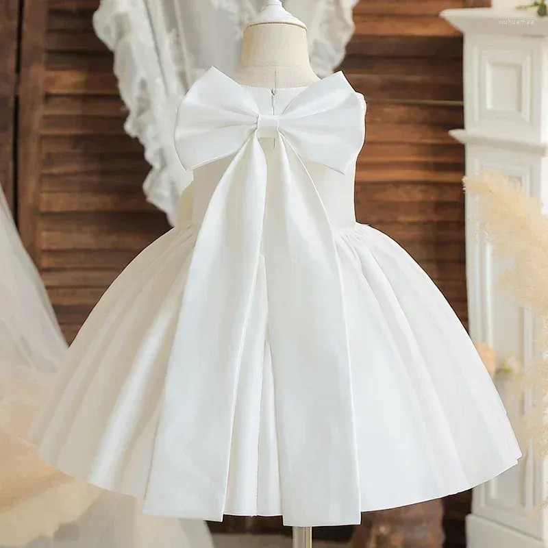 Girl Dresses Baby Big Bow For Girls 2024 Solid Toddler Birthday Princess Dress Elephant Kids Formal Prom Gown 1 -5 Years