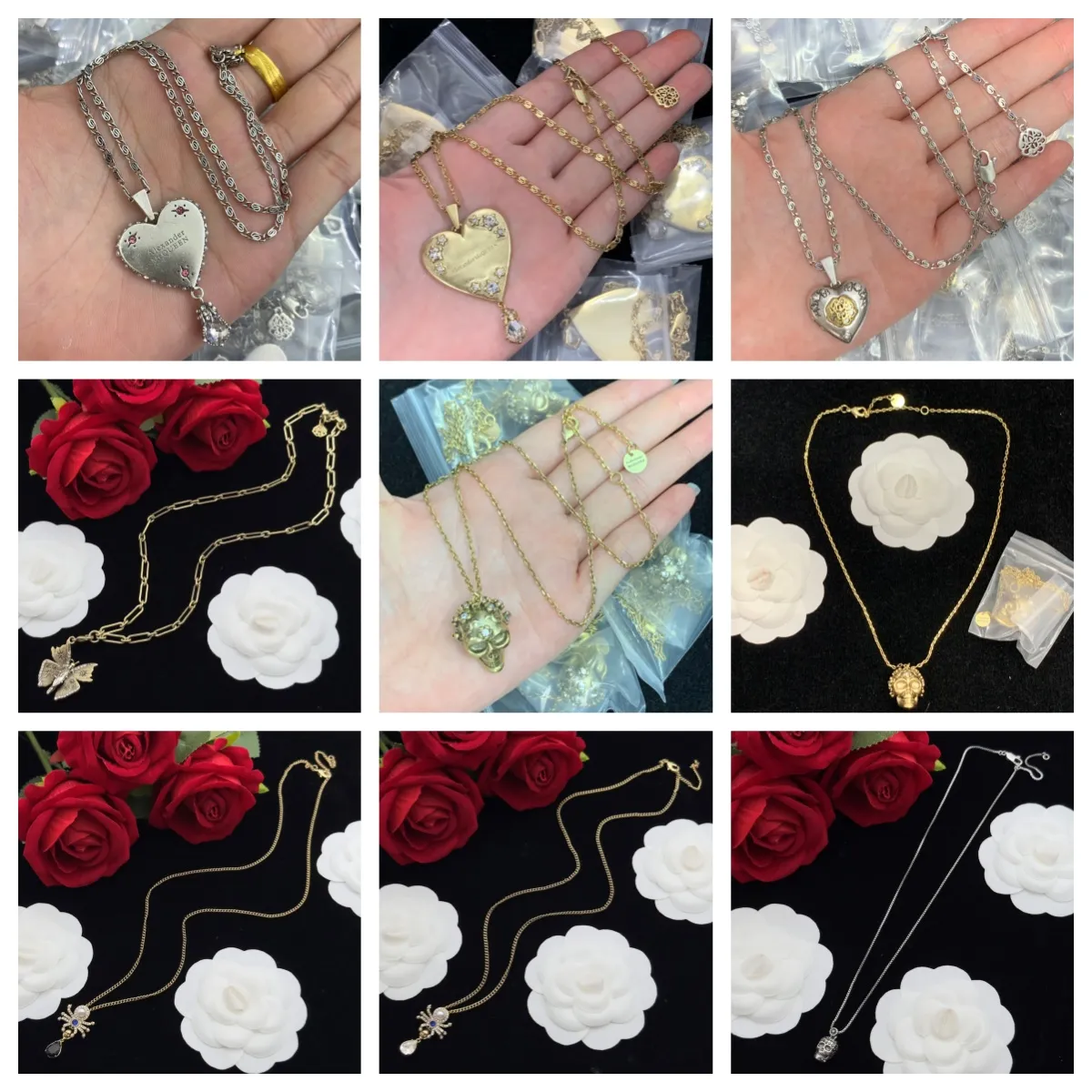 Marka serc wisiorek Naszyjnik Designer dla kobiet srebrne naszyjniki vintage prezent na prezent długi łańcuch para rodzinna biżuteria naszyjnik