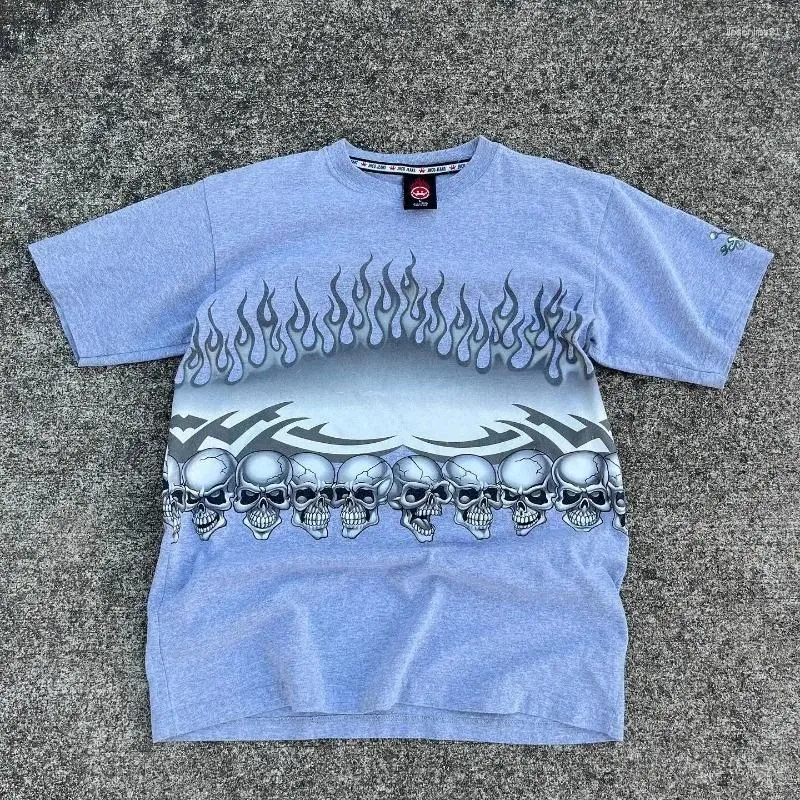 T-shirts pour hommes American Gothic Punk Skull Bone Lettre imprimé T-shirt surdimensionné Y2k Harajuku Cotton décontracté coton