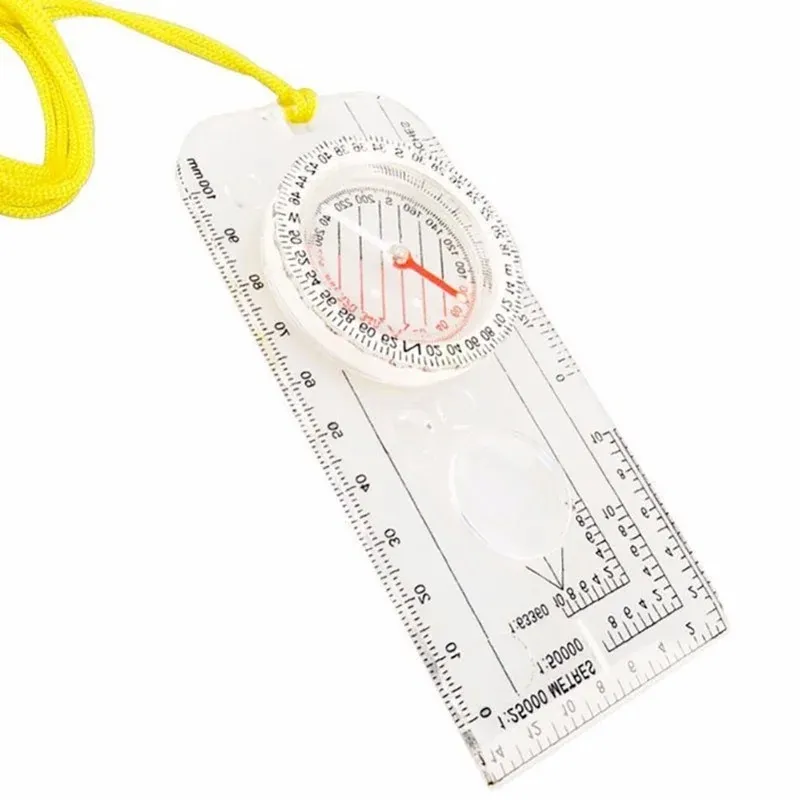 Ny 2022 Utomhus bärbar vandringskamping Ruler MAP Magnifier Liquid Filled Compass