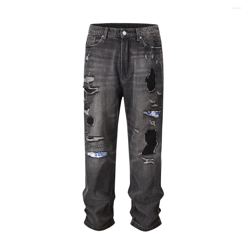 Jeans masculins troubulant trou de pantalones lavées hombre hombre hop hop ropa décontracté y2k pantalon denim pantalon de cargaison surdimensionnée