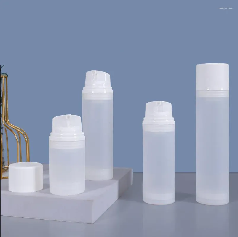 Бутылки для хранения 120 мл матовая пластиковая бутылка без воздуха белый/прозрачная крышка для лосьона/эмульсия/сыворотка/крем/отбеливающая жидкость/фундамент