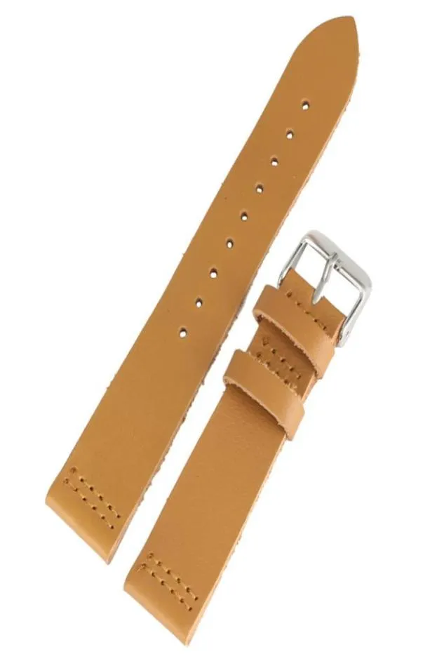 Högkvalitativ 20mm brunt läderbandklocka Naturliga träklockor Ersätt pin Buckle Twopieces Armband raka ändar7953037