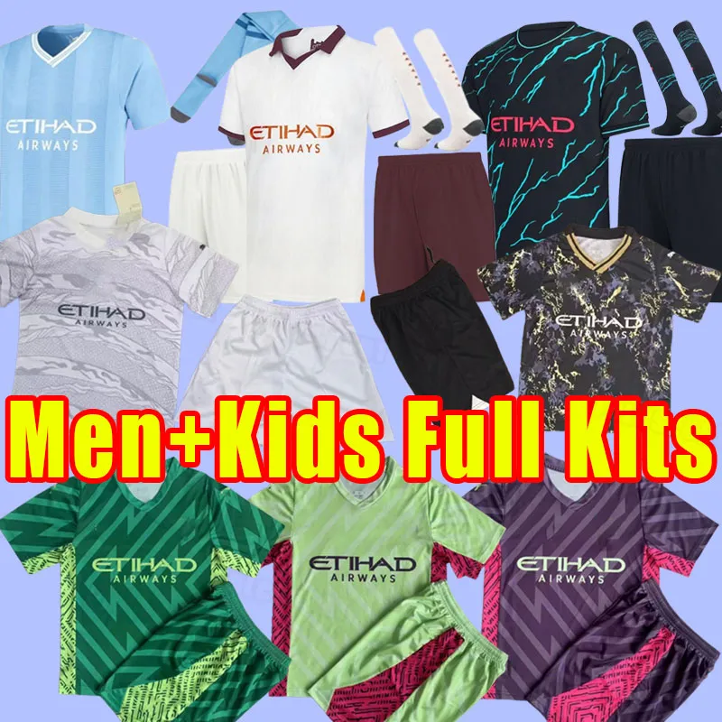 Men Kids Set 23 24 HAALAND #9 JOAO CANCELO soccer jerseys MAHREZ DE BRUYNE MAN FODEN GUNDOGAN 2023 2024 FERRAN BRUYNE Football shirts goalkeeper home adult child