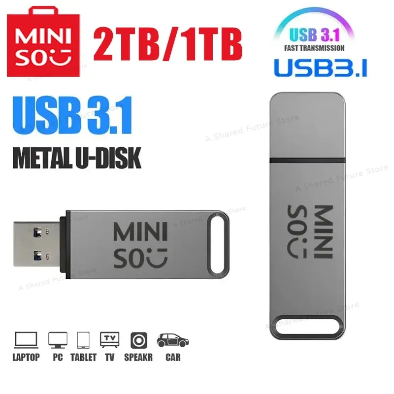 Antriebs Miniso 2TB USB3.1 Hochgeschwindigkeitsübertragung Dualinterface Metal Pen Drive Mobile Dualuse Typec Water of Memoria USB Blitzscheibe