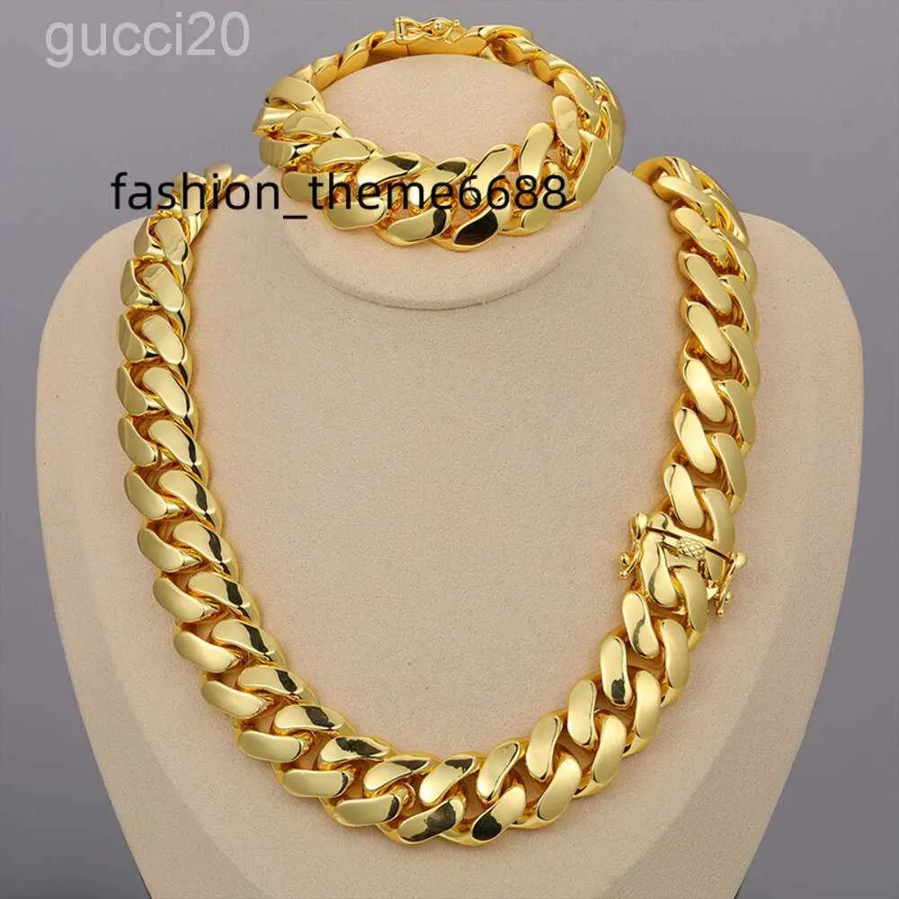 Cuban Link Chain Necklace for Men Wholesale Hip Hop Jewelry, Luxury 14k  18k 24k Real Gold Plated Heavy Solid Miami Cuban Chain, XYMP 5H02 RF40