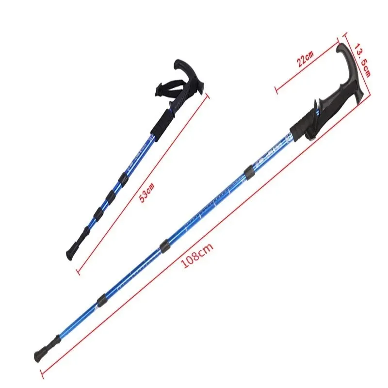 Adjustable Outdoor Walking Stick Trekking Hiking Stick Foldable Aluminum Alloy Walking Sticks Telecopic Camping Mountain