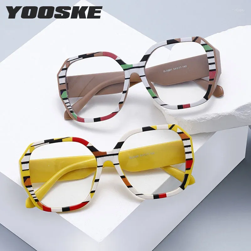 نظارات شمسية إطارات yooske yoywear مرآة مخططة إطار كبير مضاد شكل أكواب مسطحة فاتحة الأزرق