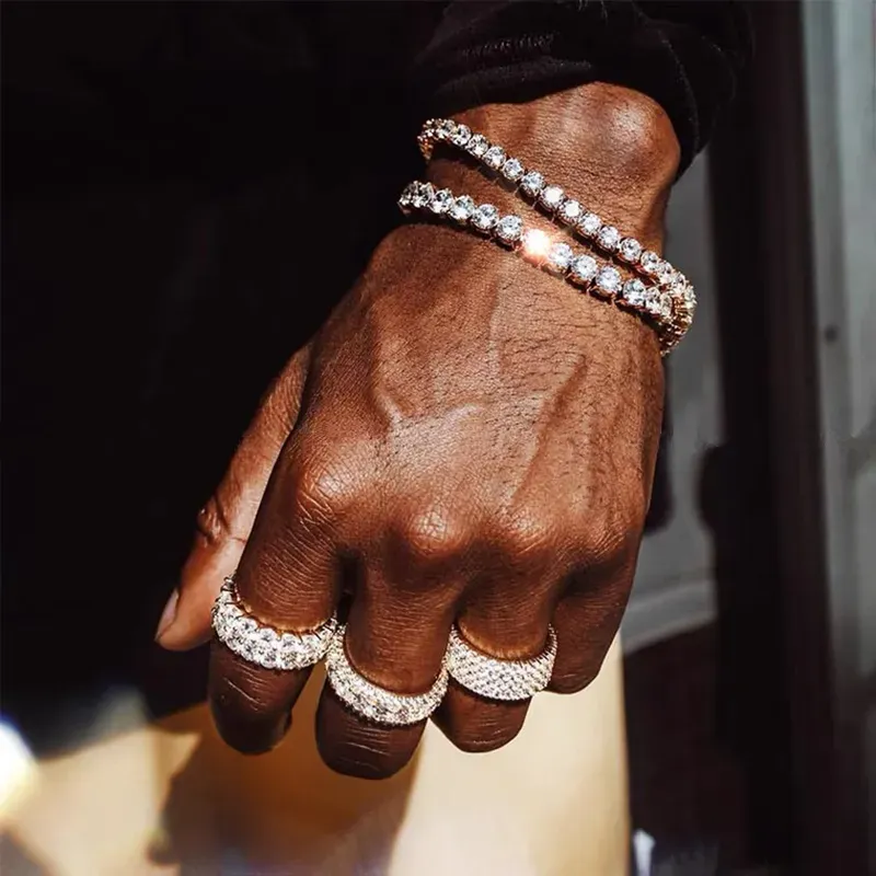hiphop tennis bracelet homme iced out 3/4/5mm cubic zirconia mens diamond chain on the hand hiphop streetwear jewelry male h086 bracelets