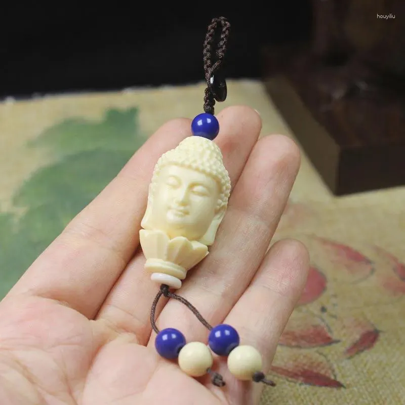 سلاسل المفاتيح العاجية المفاتيح 3D LifeLike Buddha Prendant Bendant Ring Person Holder Mornder Making Accessories