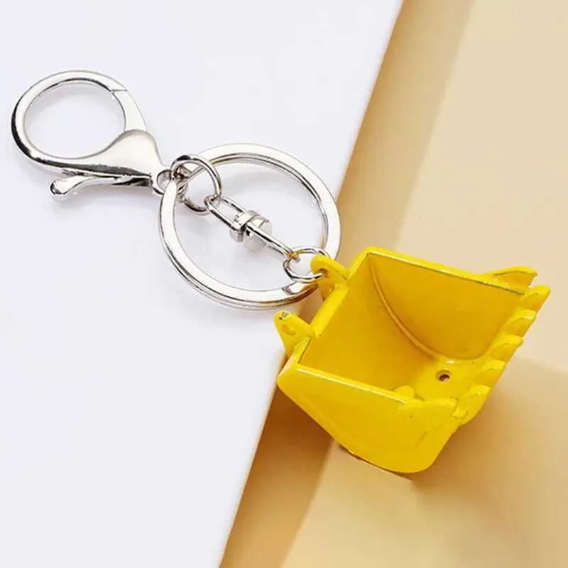 VH1H Keychains Lanyards Creative Mini Simulation Bulldozer Keychain Stereo Excavator Car Key Holder Metal Bulldozer Accessory Model Pendant Ornament D240417