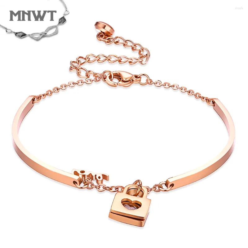 Braccialetti di fascino mnwt personalità blocco signore bracciale titanio in acciaio braccialette oro rosa femminile coreano dolce collocazione di moda lady lady gioielli