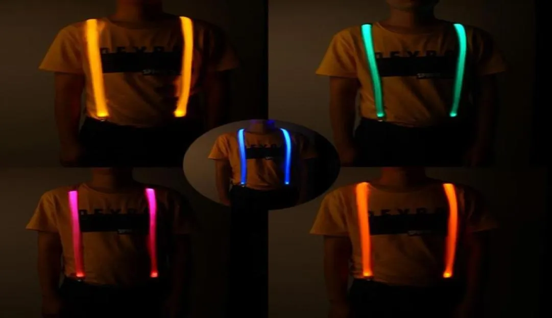 LED verlicht Suspenders verstelbaar feest gloeiende y vorm broek riemen met stong evenementenbenodigdheden nachtclub rekwisieten voor volwassenen kinderen8481961