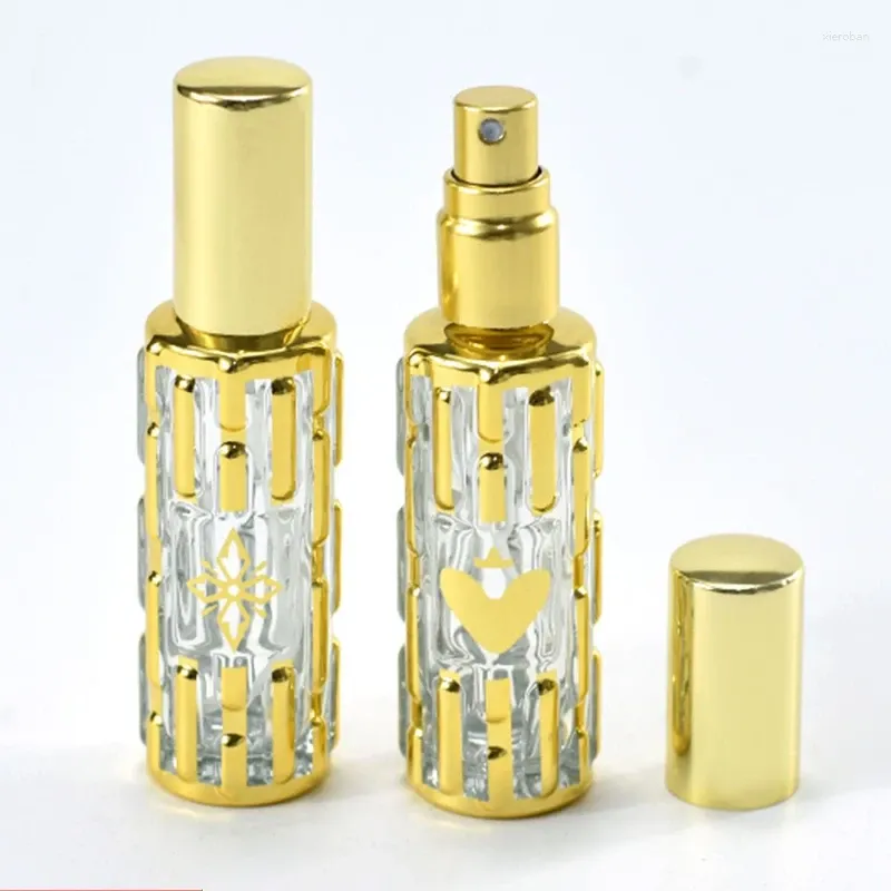 Butelki do przechowywania 15 ml mini szklane spray butelki Perfumy puste kosmetyki Śliczne alkohol do napełnienia rozpaczy przenośny złoty opryskiwacz