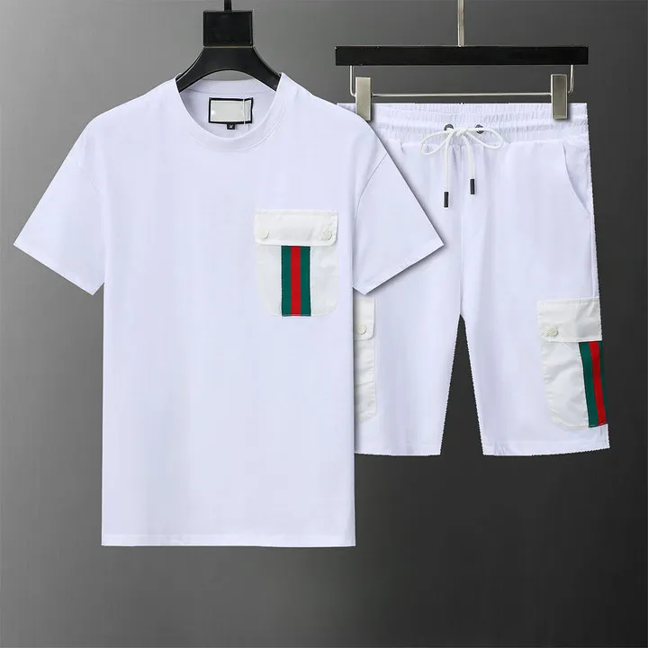 Herrespår t-shirt set lyxiga designers broderade brev mode sportkläder kostym män kläder sommar löpning slitage t-shirt shortq21
