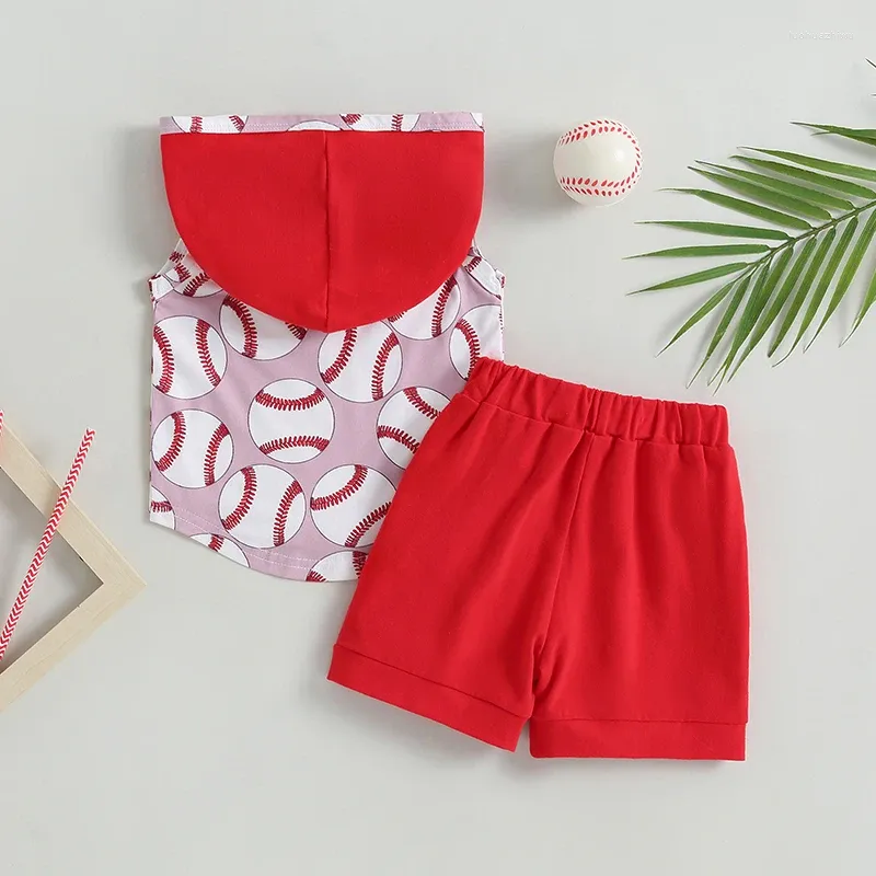 Clothing Sets Summer Brother And Sister Matching Outfits Print Sleeveless Boys T-Shirts Girls Dress Tops Red Shorts Set