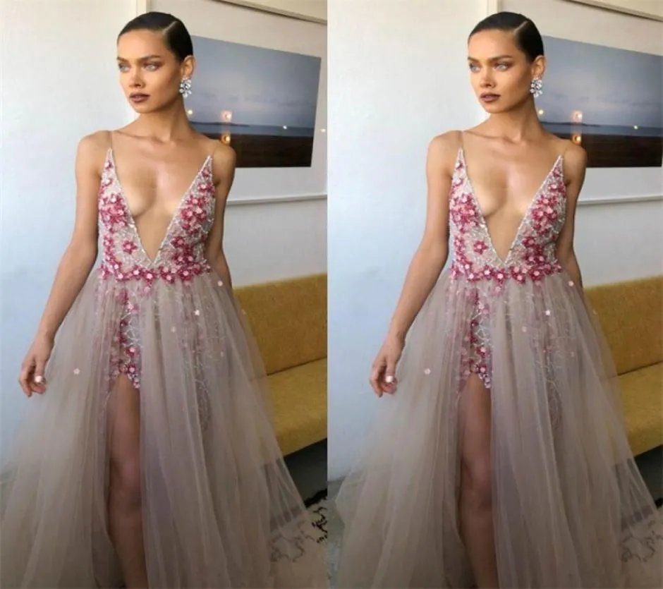 Sexy 2019 Nuovi abiti da ballo Berta Berta Deep V Neck Side Slitt Applique APPLICATURA APPLICAZIONE ASSEGGIO TULLE TULLE LUNGO PAGANTE DRES8772958