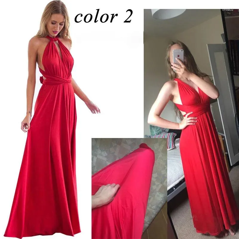 Robes décontractées Femmes sexy enveloppe multi-voies Convertibles Boho Maxi Club Red Robe Bandage Long Party Bridesmaids Infinity Ladies