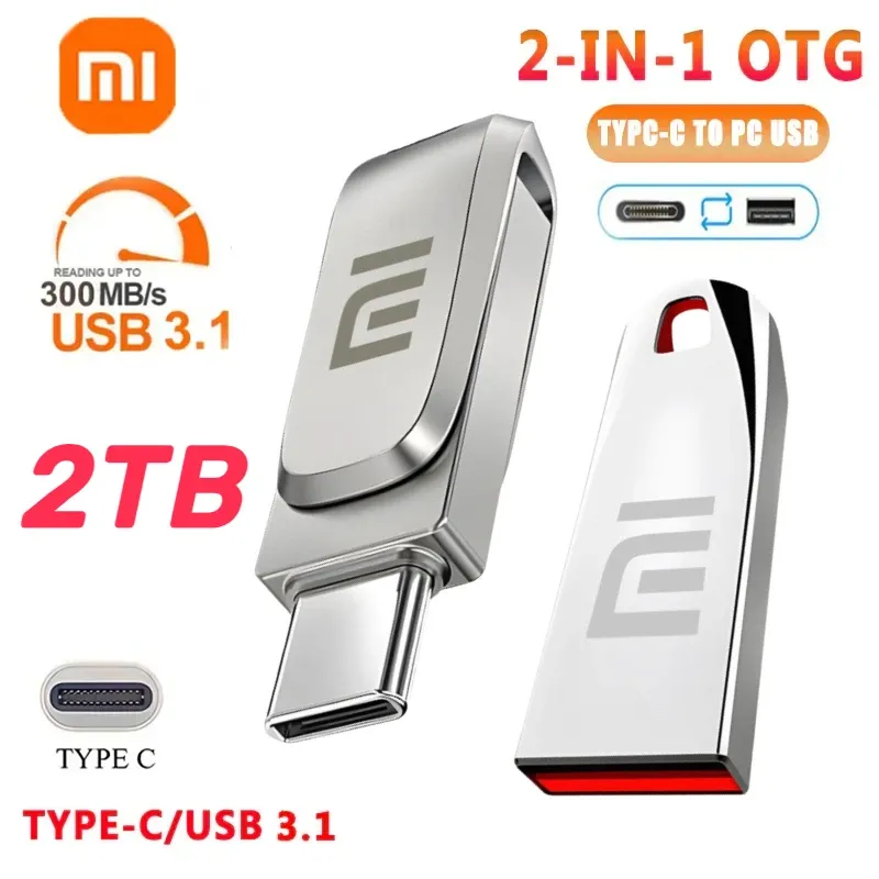 Drives Xiaomi 512 GB Pamięć Stick 1TB USB 3.0 Dysk błyskowy z dużą prędkością 2TB dysk twardy 1TB metalowy mini -klucz do pióra do komputera PC MUSIE Telefon