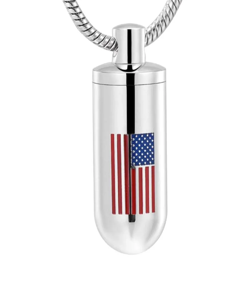 Zylindrische Einäscherung Urne Anhänger amerikanische Flagge MEN039S Andenken Halskette kann Asche als Souvenir4854374 setzen