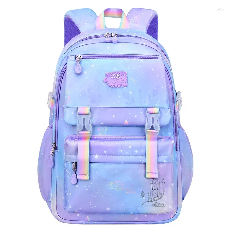 School Bags Elementary For Girls Korean Style Cute Book Bag Children Waterproof Backpack Purple Kids Sac Mochila