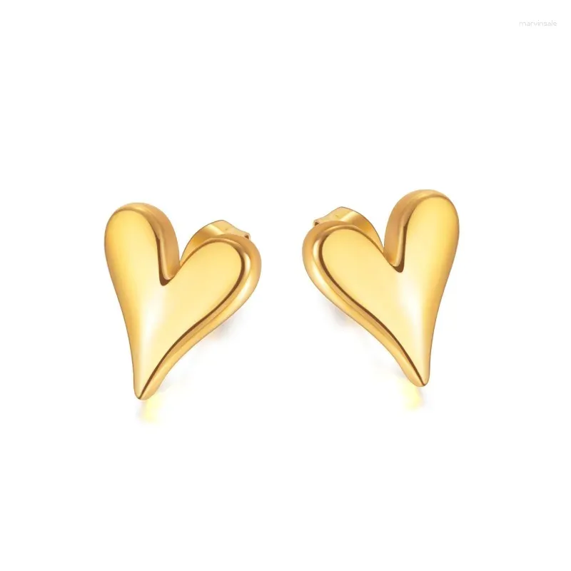 Orecchini per borchie oro color argentea amore per le orecchie del cuore uomini semplicità Temperamento romantico in acciaio inossidabile Accessori per i gioielli