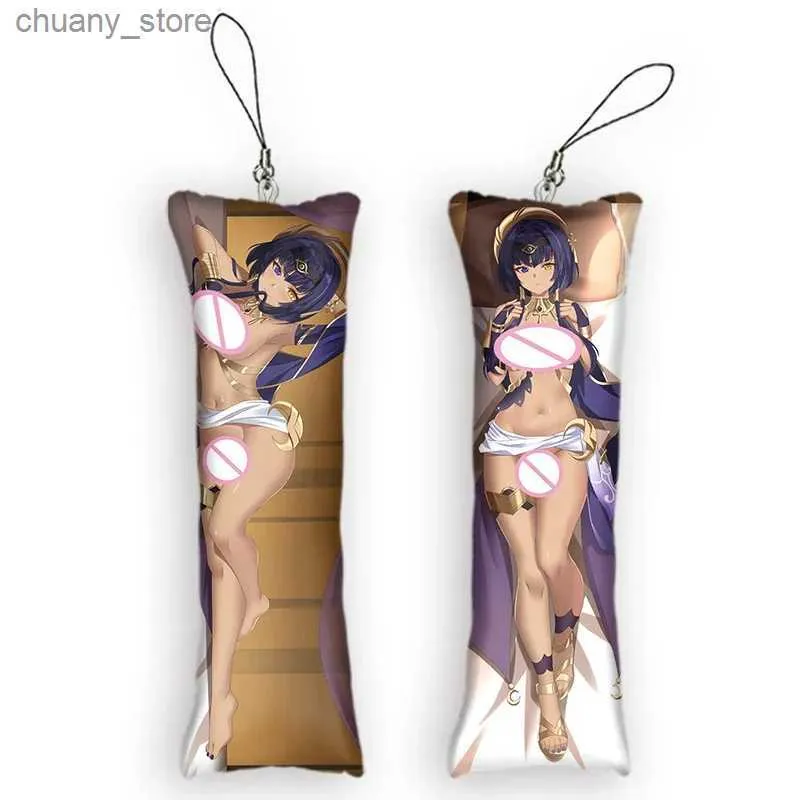 Keychains colhedores 4x12cmcandace Dakimakura Mini KeyChain Cute Anime Genshin Impacto Pingente de corrente de corrente Otaku Kawaii Pingentes de mochila Y240417