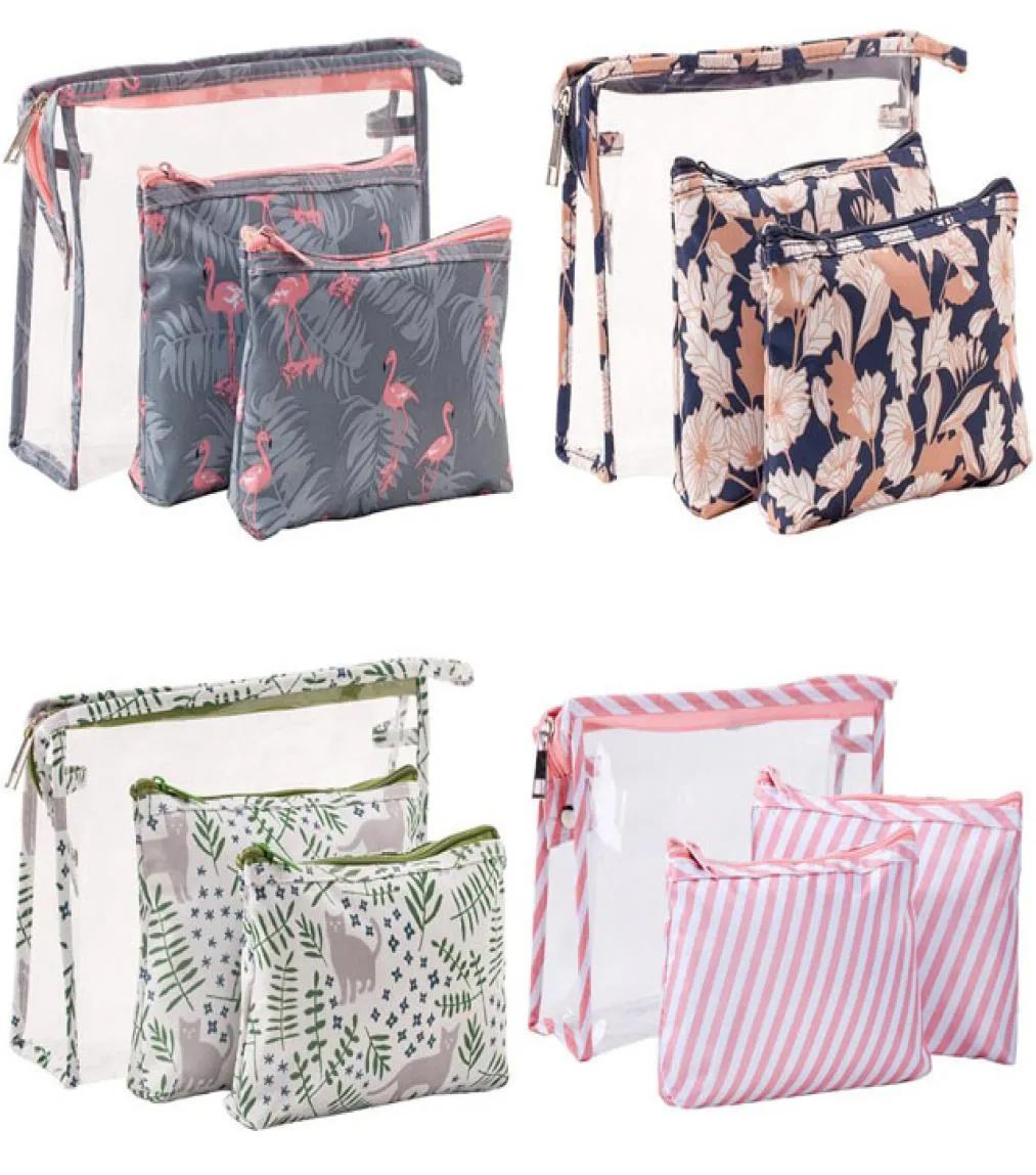DesignerBrand Logo PVC Women039s Cosmetic Bags Potable 3pieces Set Storage Cases Waterproof Zipper Pencil Bag Mini Makeup Bag5580642