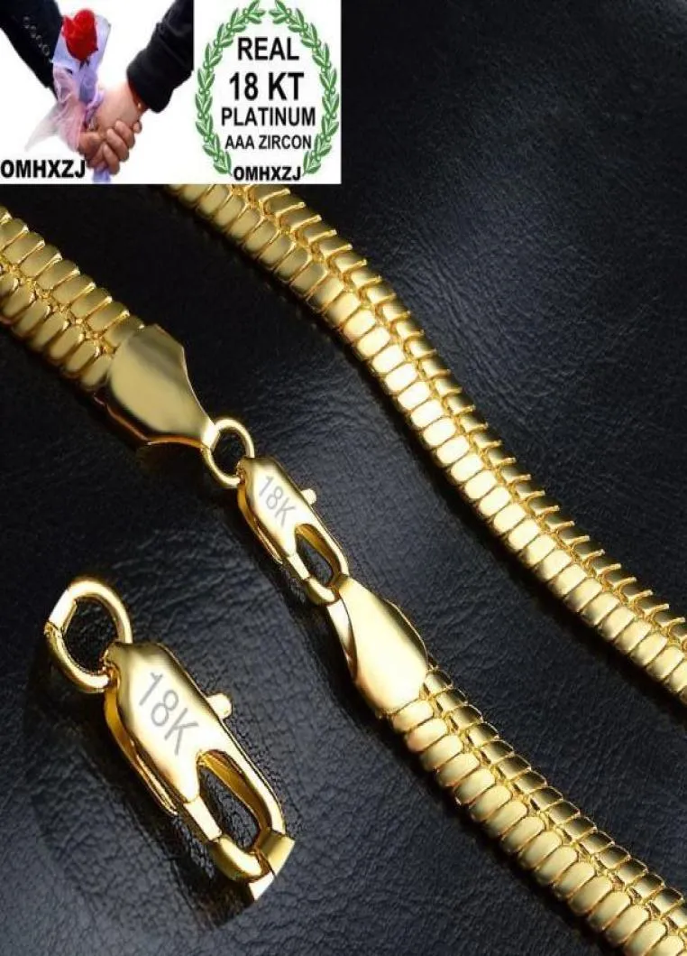 Omhxzj toptan kişilik zincirleri moda ol kadın kız parti düğün hediyesi altın 9mm düz zincirli 18kt altınlar zincir kolye nc1495971922