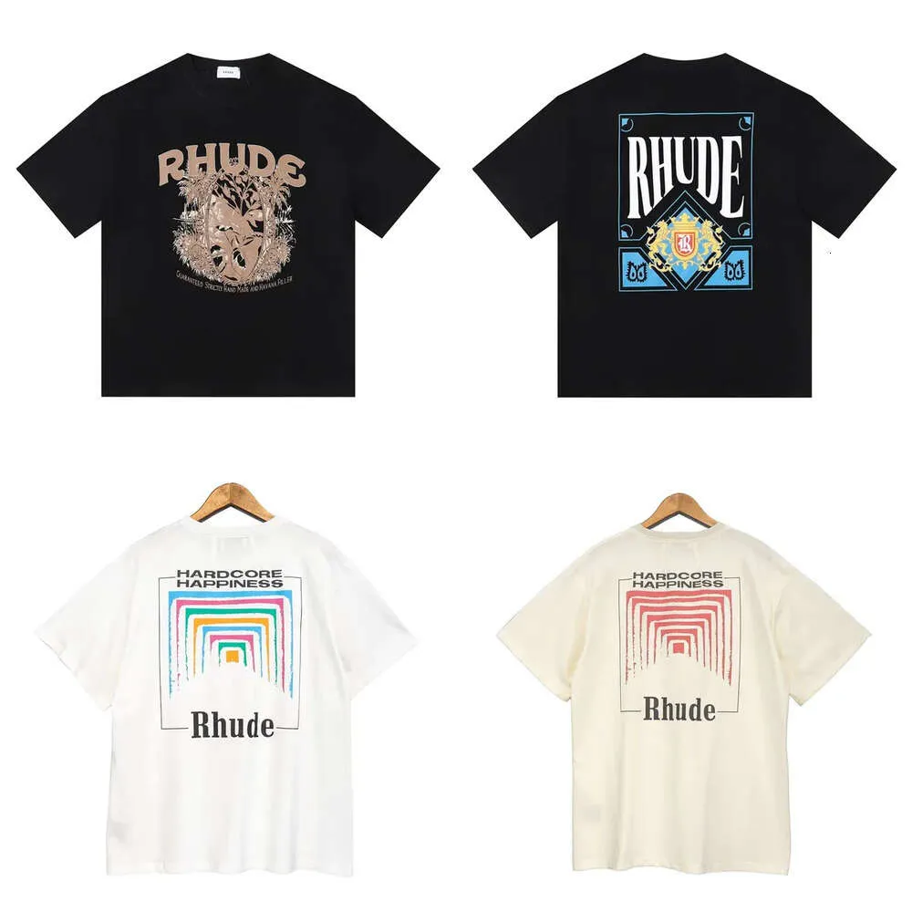 US100% Coton Brand Rhude Fashion T Mens Designer Lettre t-shirts hommes Top à manches courtes de haute qualité Tshirts pour hommes