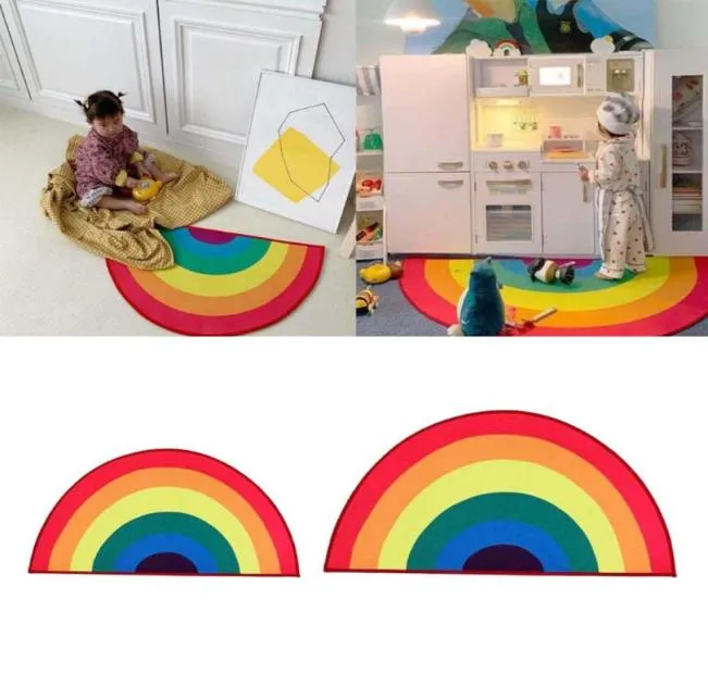 Tapetes meio redondo carpet de arco -íris de garoto tapete de tapete de tapete para quarto para quarto de quarto 6570067