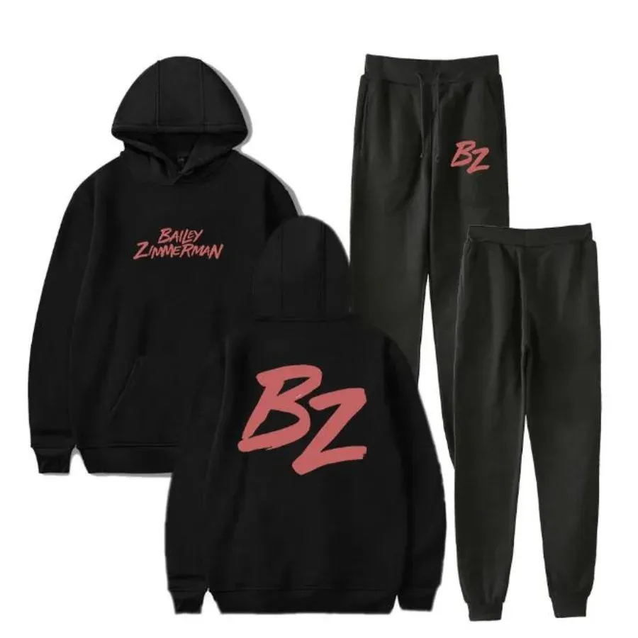 Bailey Zimmerman Merch Tracksuit Men Set mode Sporting Suit Hooded Sweatshirt +Sweatpants Herrkläder 2 stycken Set