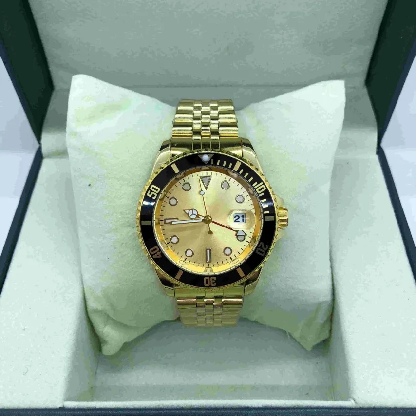 Diseñador de 40 mm dorado dial automáticos moda mecánica estilo clásico de acero inoxidable reloj impermeable 2340