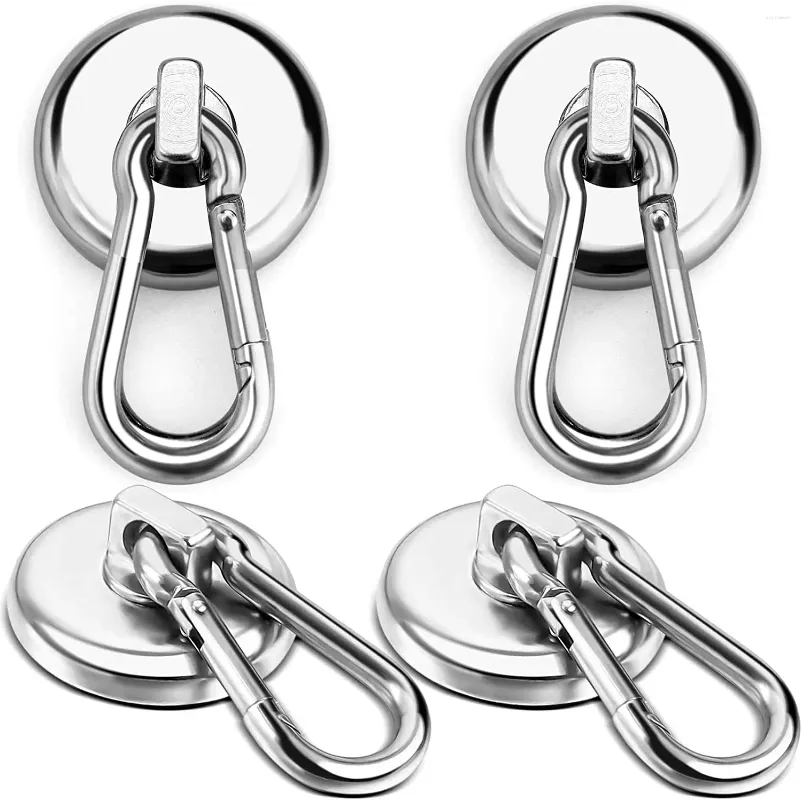 Hooks 4Pcs/set Magnetic Heavy Duty Neodymium Magnet With Swivel Carabiner Hook For Kitchen Refrigerator School Office Hanging
