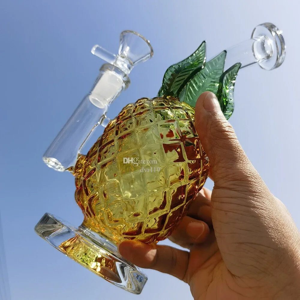 8 pouces de narguilé en verre lourd ananas ananas fumeurs de pipe à eau bubbler shisha 14 mm bol