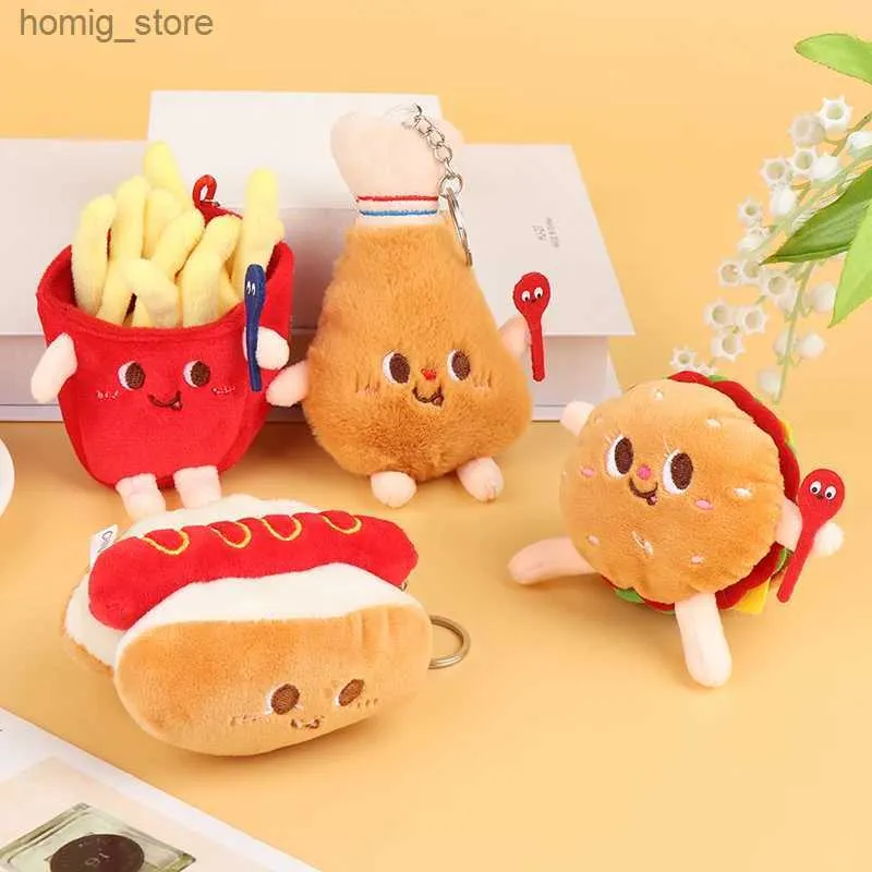 Tornari peluche da 1 pc alimentazione peluche Hamburger Hot dog fritte francese bambola morbida Polsante pendente per bambini Gifts Gifts Y240415