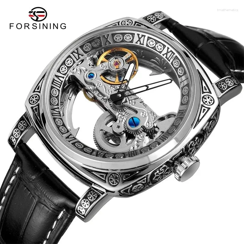 Relógios de pulso para o Wristwatch Men Wristwatch Automático Mecânico Original Sport Transparente Relógio Masculino Top Skeleton Hollow Relógio 8263