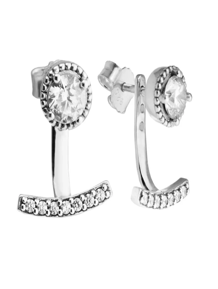 New Authentic 925 Sterling Silver Abstract Elegance Pave Crystal Stud Earrings For Women Earrings Wedding Party Elegant Fine Jewel4001196