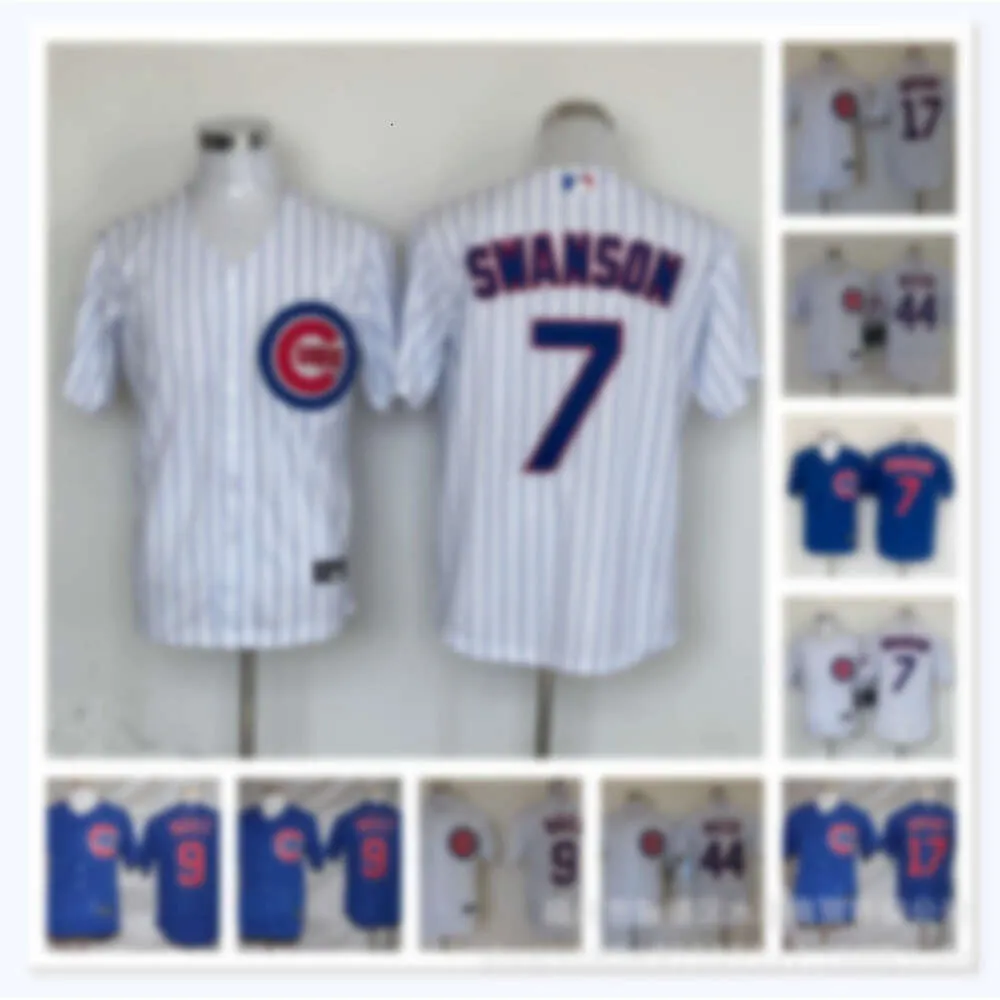 لعبة البيسبول قمصان الأشبال Swanson#7Suzuki#27Chicago White Blue Elite Fan Match Jersey